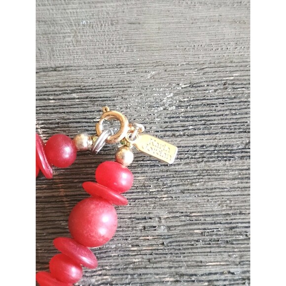 Karla Jordan Red Spike Gold Tone Beaded Vintage Necklace - Picture 5 of 6